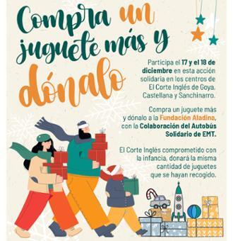 El Corte Inglés y la EMT organizan dos días de donación de juguetes para Fundación Aladina
