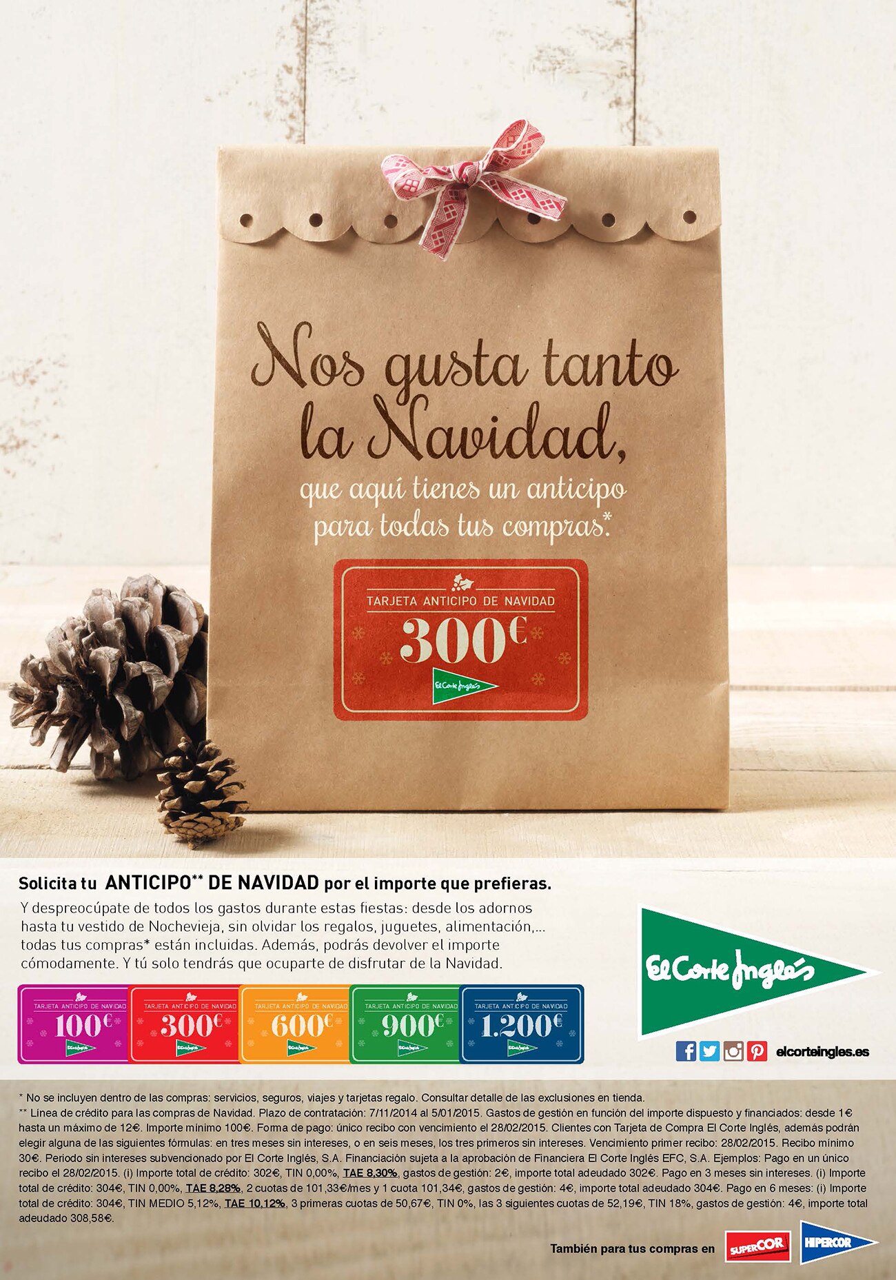 El Corte Inglés concede más de 70 millones de euros  en créditos 'anticipo de Navidad'
