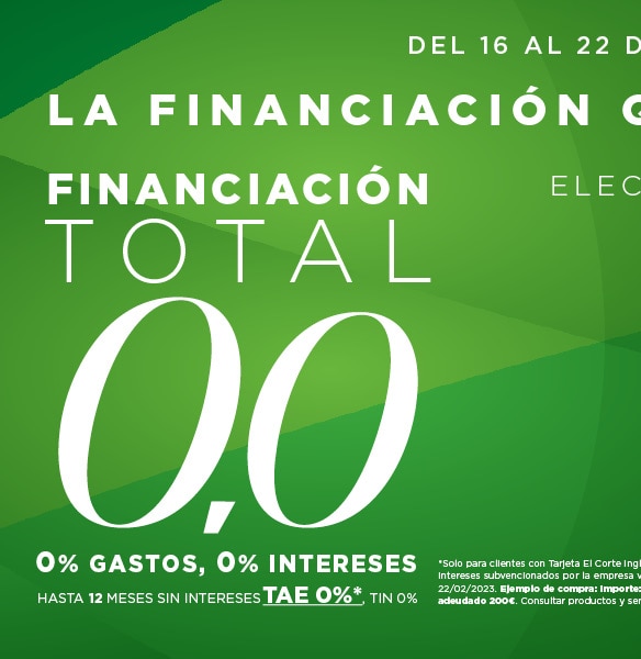 El Corte Inglés lanza la “Financiación Total 0,0” sin gastos ni intereses hasta el 22 de febrero