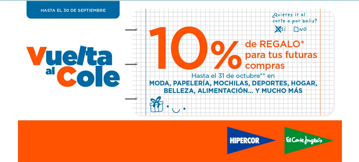 El Corte Inglés estrena ‘La Vuelta al Cole’ con financiación, servicios y facilidades para los clientes