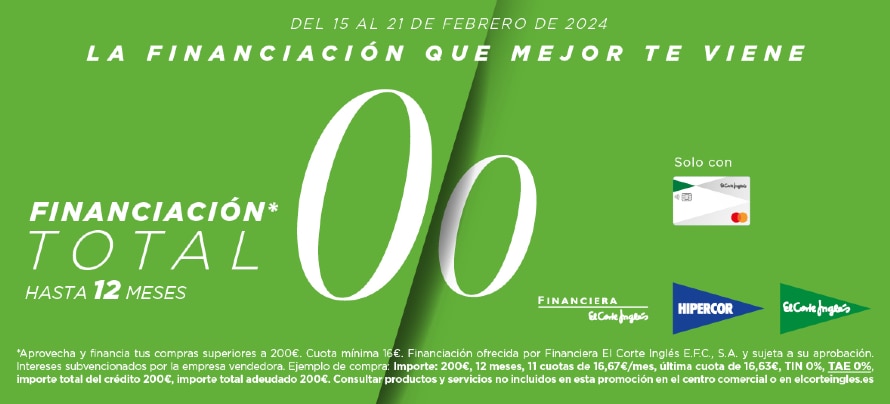 El Corte Inglés lanza “Financiación Total 0,0” sólo hasta el próximo 21 de febrero