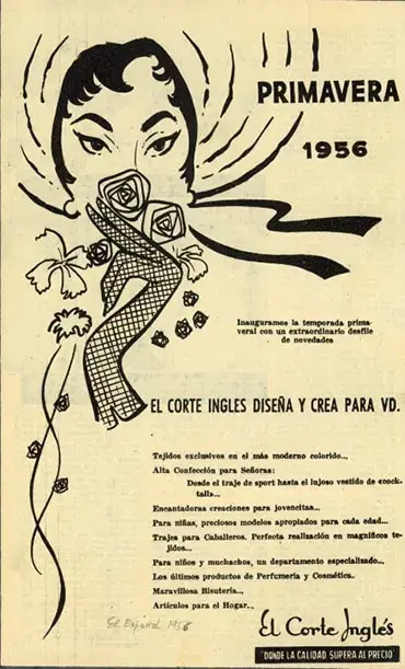 Cartel anuncio primavera de El Corte Inglés en los años 50
