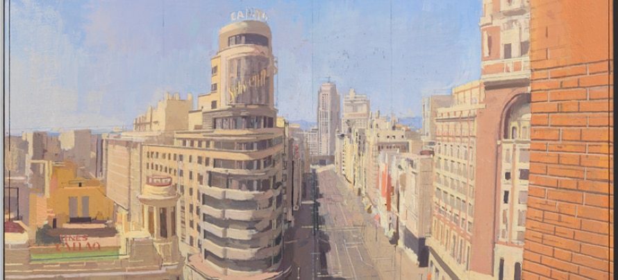 El Corte Inglés felicita a Antonio López por su 90 cumpleaños con una proyección en Gran Vía