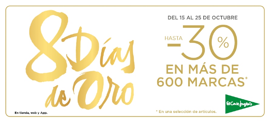 El Corte Inglés lanza los 8 Días de Oro con descuentos de hasta el 30% en una gran selección de artículos