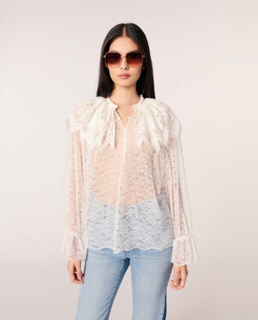Blusa de mujer de encaje con volantes