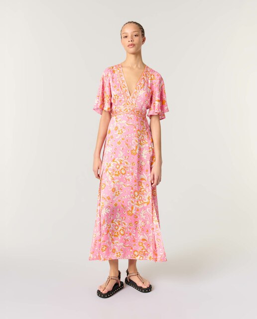 Vestido largo fluido con estampado
