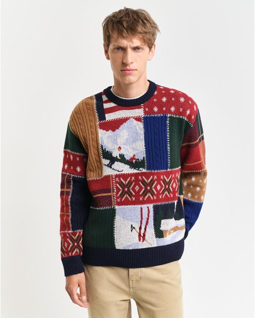 Jersey de hombre de cuello redondo y diseño integral de jacquard