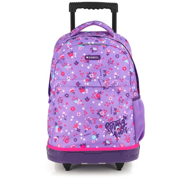 Mochila con ruedas Gabol VIOLET con flores e impermeable
