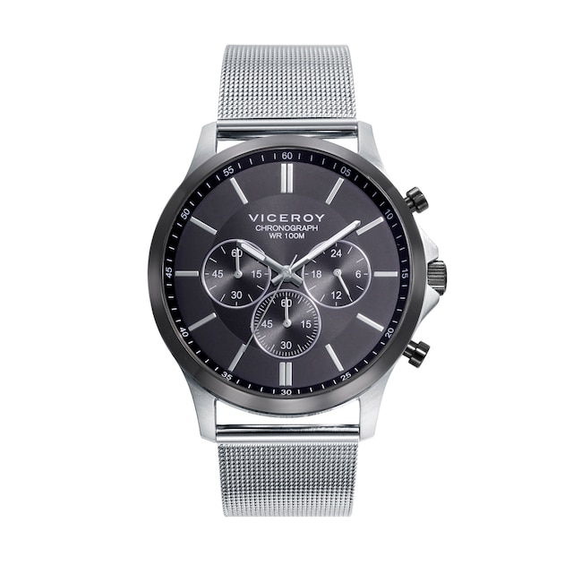 Reloj de hombre Dress con caja y malla milanesa de acero en IP gris
