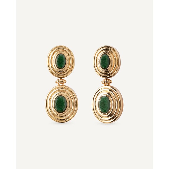 Pendientes Juanita con Jade Verde Africano bañados en oro 18 kt