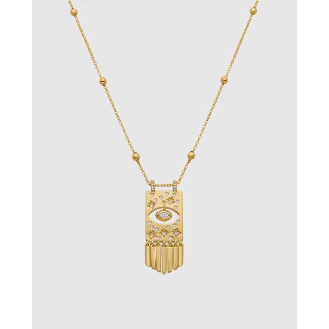 Collar Boho acabado en oro amarillo de 18k con  circonita brillante