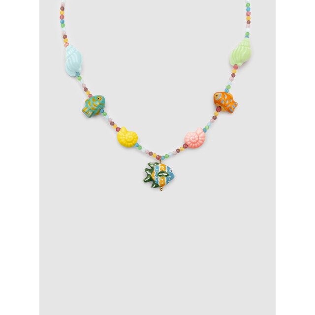 Collar Reef de acero bañado en oro