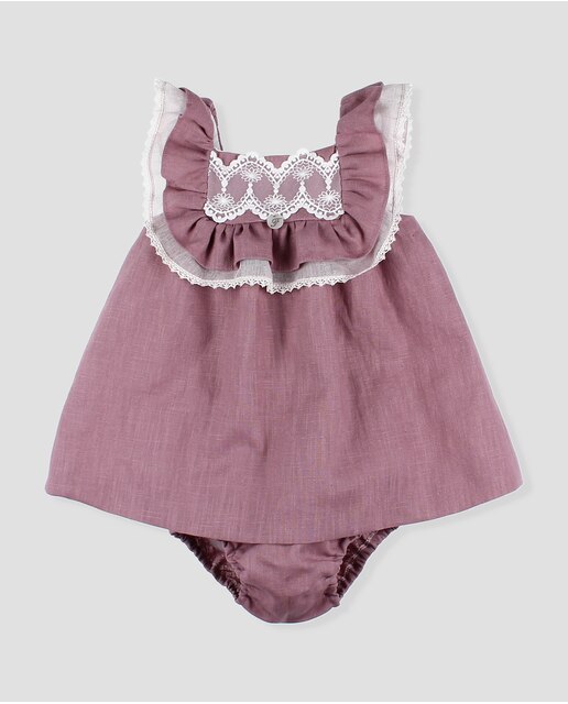 Jesusito de bebé niña en lino con braguita a juego