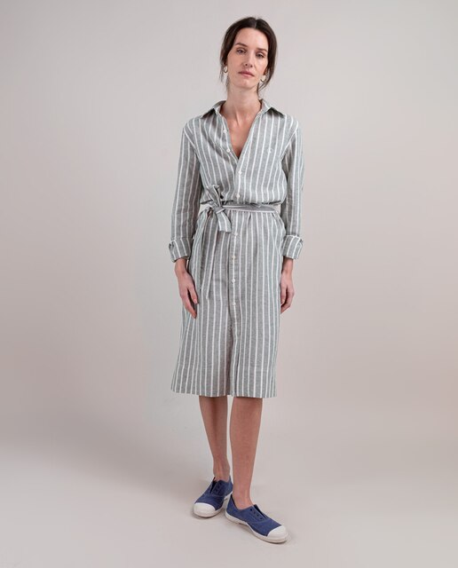 Vestido midi camisero de rayas