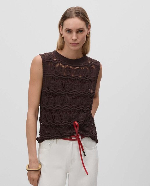 Top de mujer tricot calados