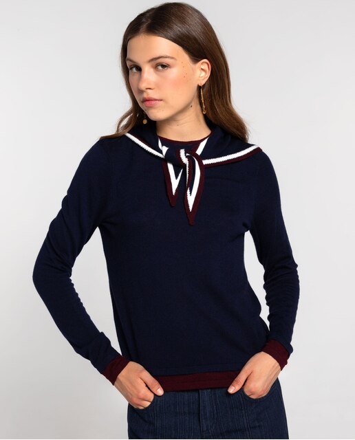 Jersey con pañuelo de punto a juego de mujer