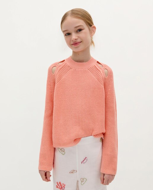 Jersey de niña de algodón con detalle de aberturas