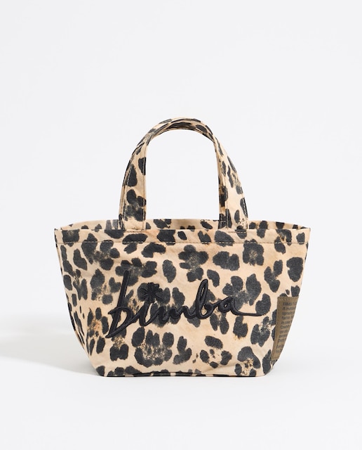 Bolso de mano de mujer Bimba y Lola mini de nylon en color natural con cierre de cremallera