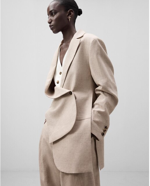 Blazer de mujer asimétrica con lino europeo