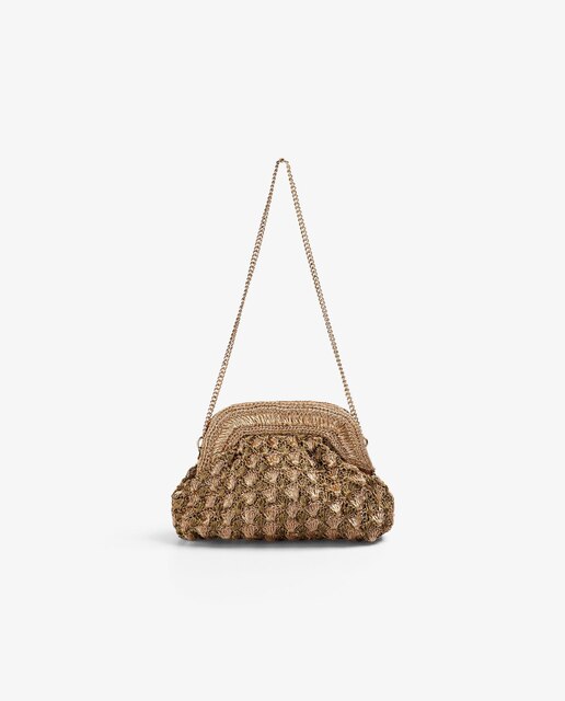 Bandolera de mujer en crochet con hilo metalizado