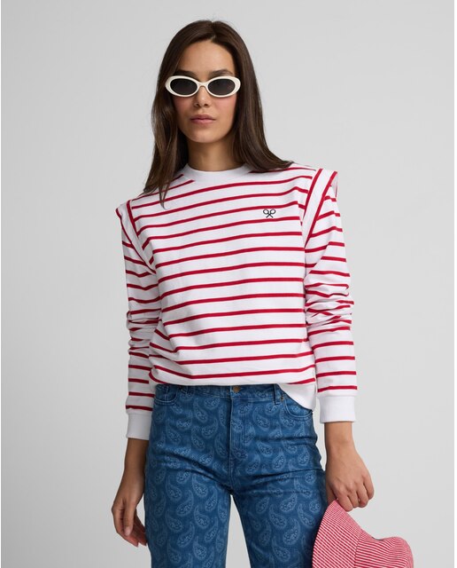 Sudadera de mujer hombreras de rayas