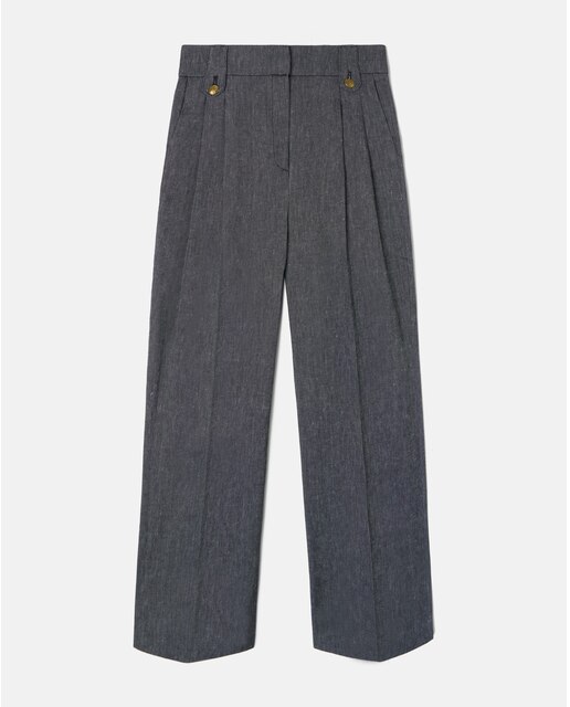 Pantalón de vestir de mujer con pinzas y trabillas decorativas