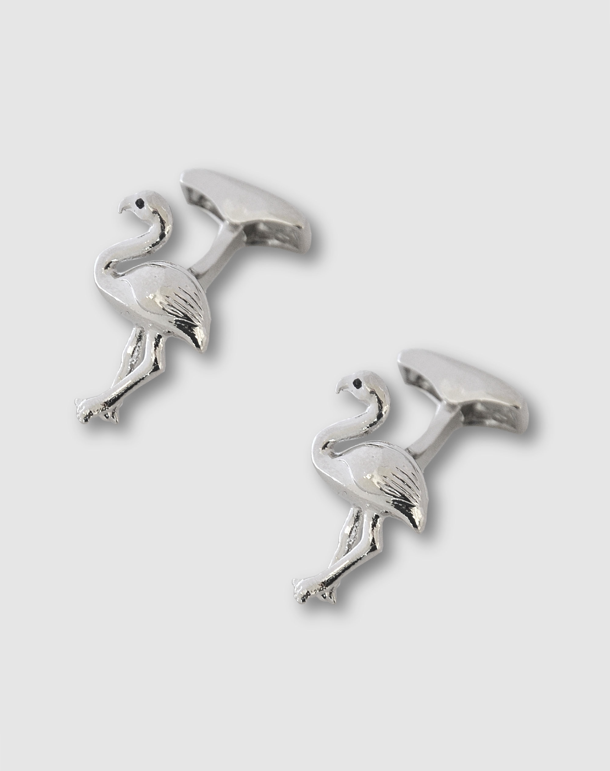 Imagen 1 de Gemelos metálicos con forma de flamencos en color - Olimpo - Plata Plata