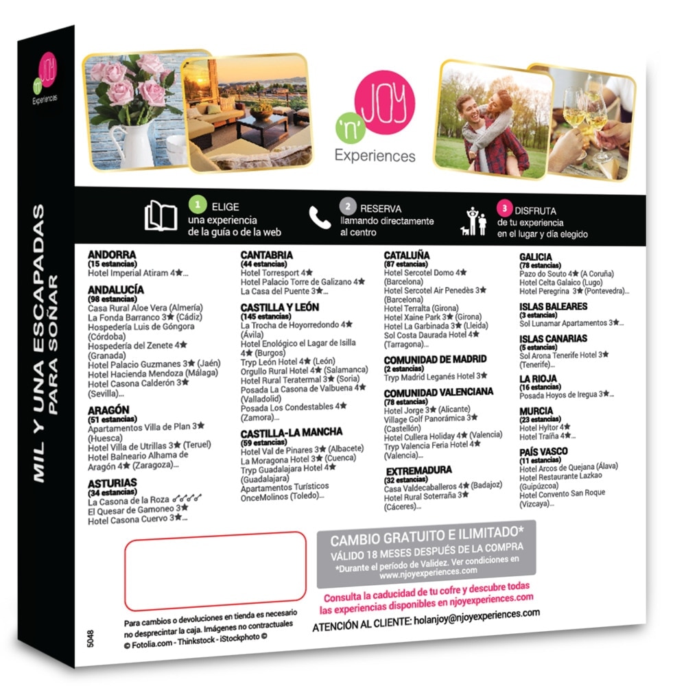 NJOY Experiences Caja Regalo Mil y una escapadas para soñar 2