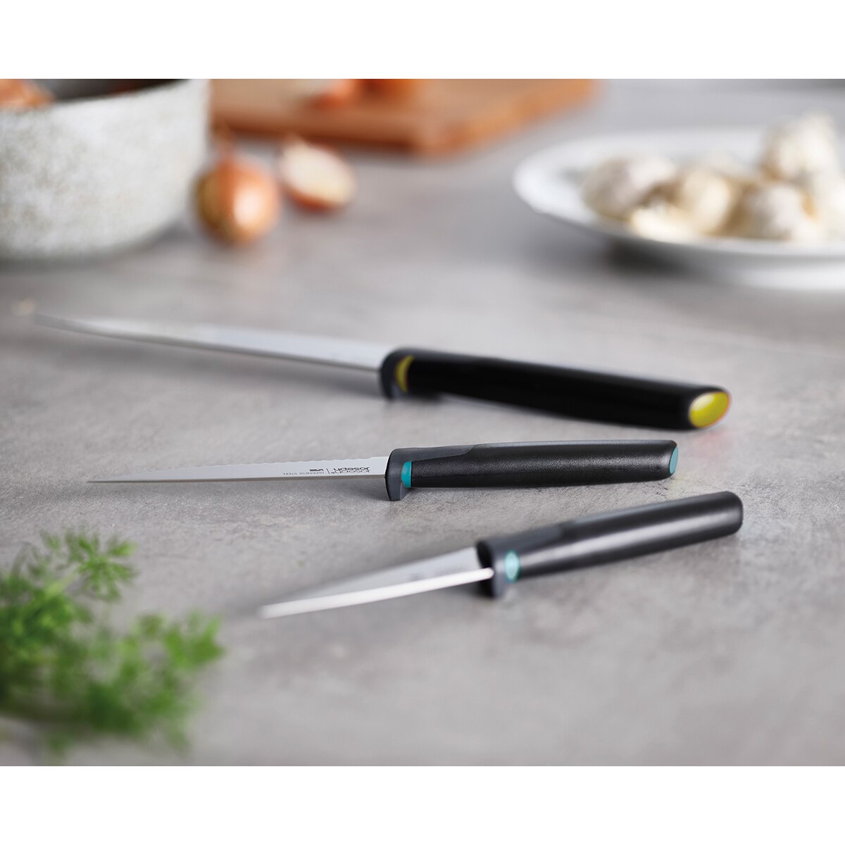 Juego de 3 cuchillos de acero inoxidable Duo Joseph Joseph Azul claro-7
