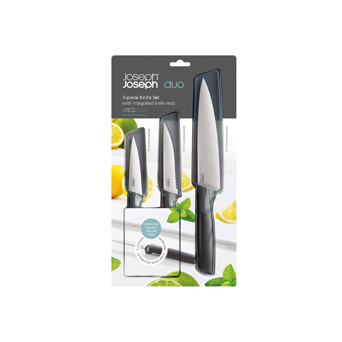 Juego de 3 cuchillos de acero inoxidable Duo Joseph Joseph Azul claro-8