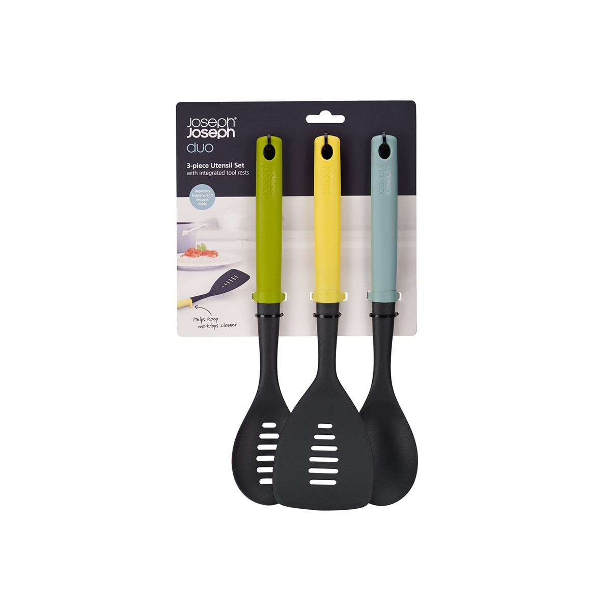 Set de 3 utensilios de cocina con soporte Duo Joseph Joseph Azul claro-6