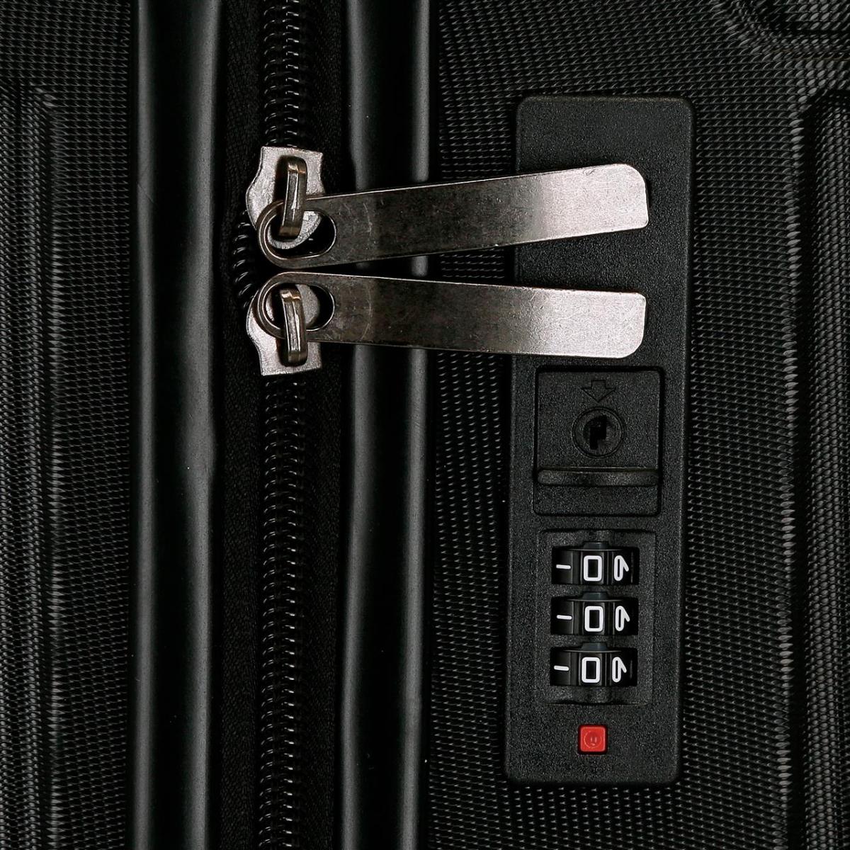 Maleta de cabina rígida 40 cm ruedas extraíbles Roll Road Negro-4