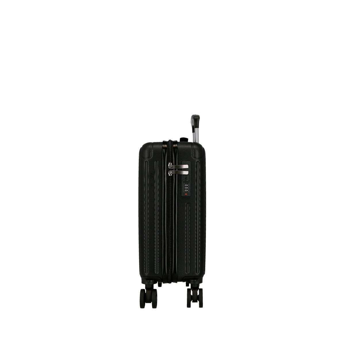 Maleta de cabina rígida 40 cm ruedas extraíbles Roll Road Negro-10