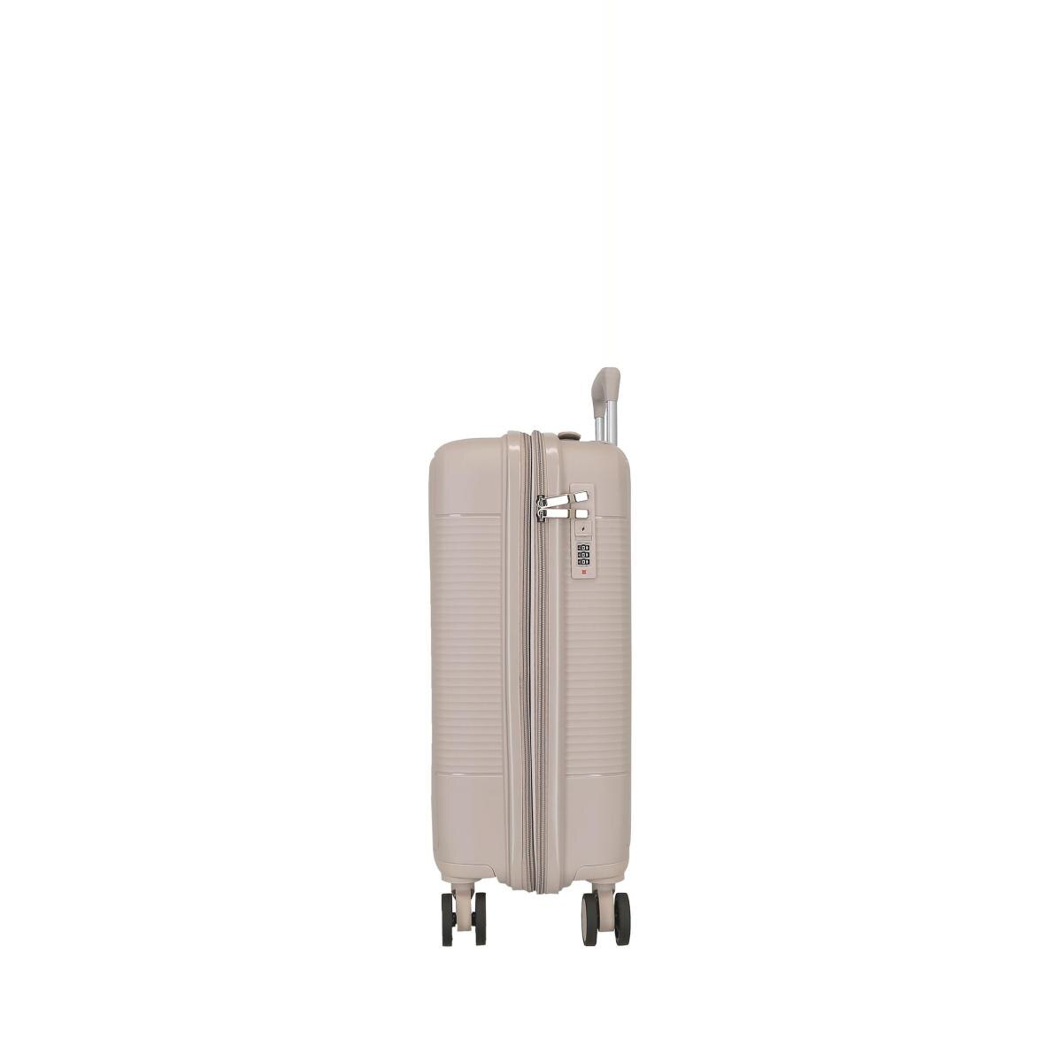 Maleta de cabina rígida 55 cm expandible Roll Road Beige-10