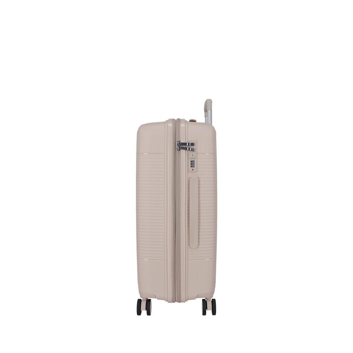 Maleta mediana rígida 65 cm Roll Road Beige-4