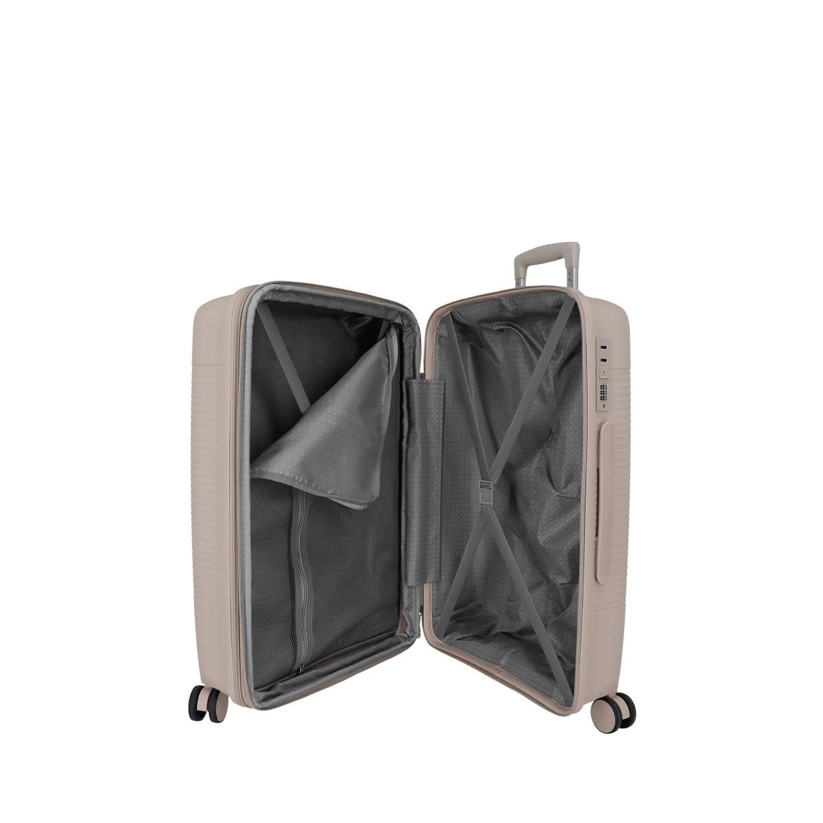 Maleta mediana rígida 65 cm Roll Road Beige-7
