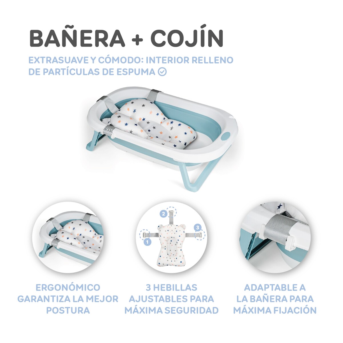 Bañera flex + cojín reductor bañera Azul-12