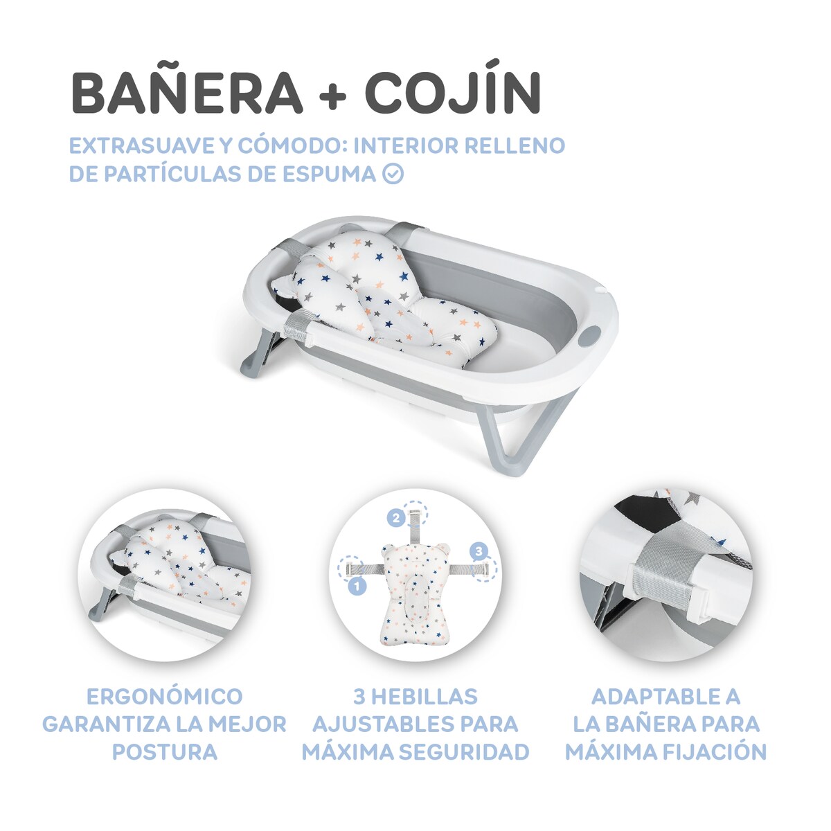 Bañera flex + cojín reductor bañera Gris-10