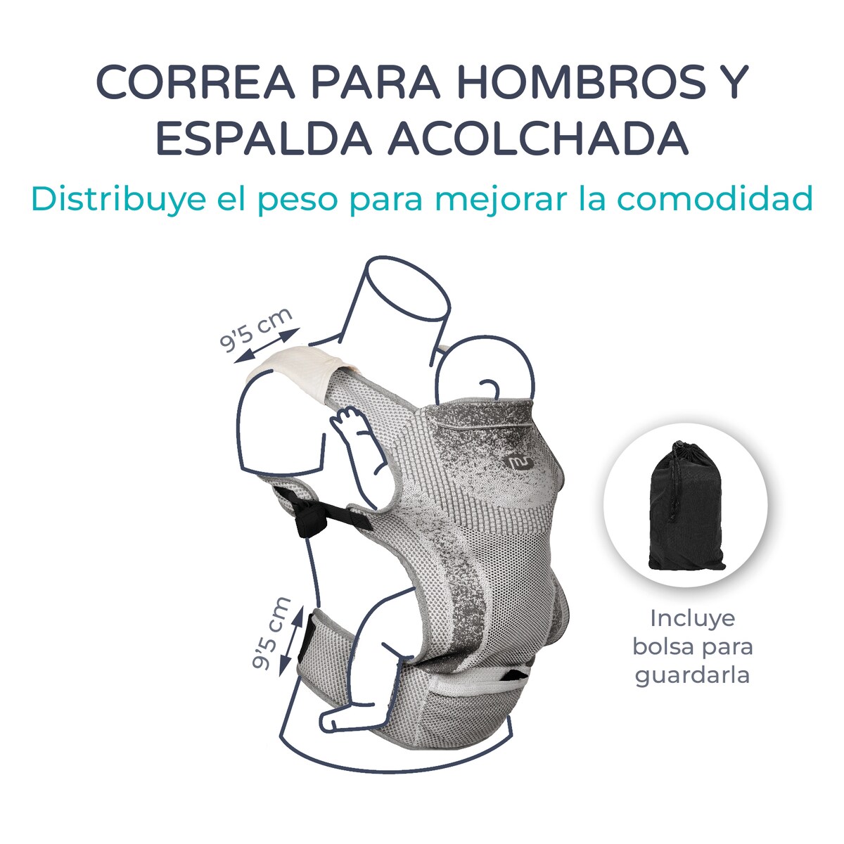 Mochila portabebés kanguro Gris-9