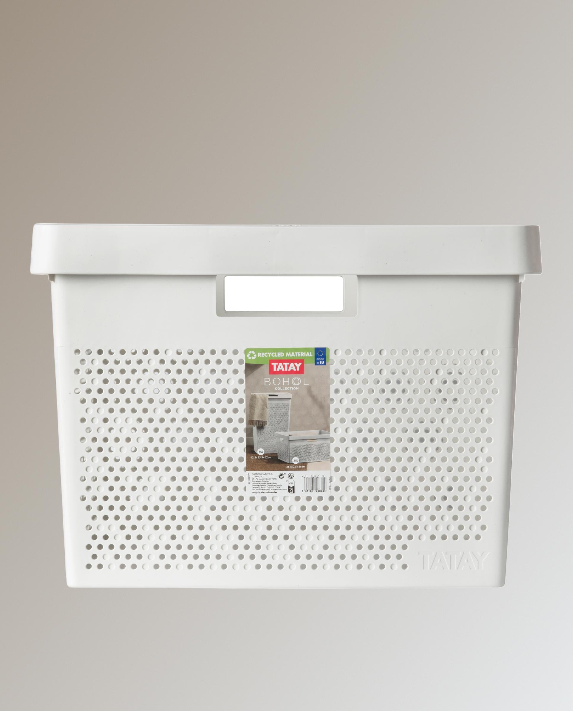 Cesta de ropa en material reciclado blanco 40L - Bohol Tatay Blanco ártico-2