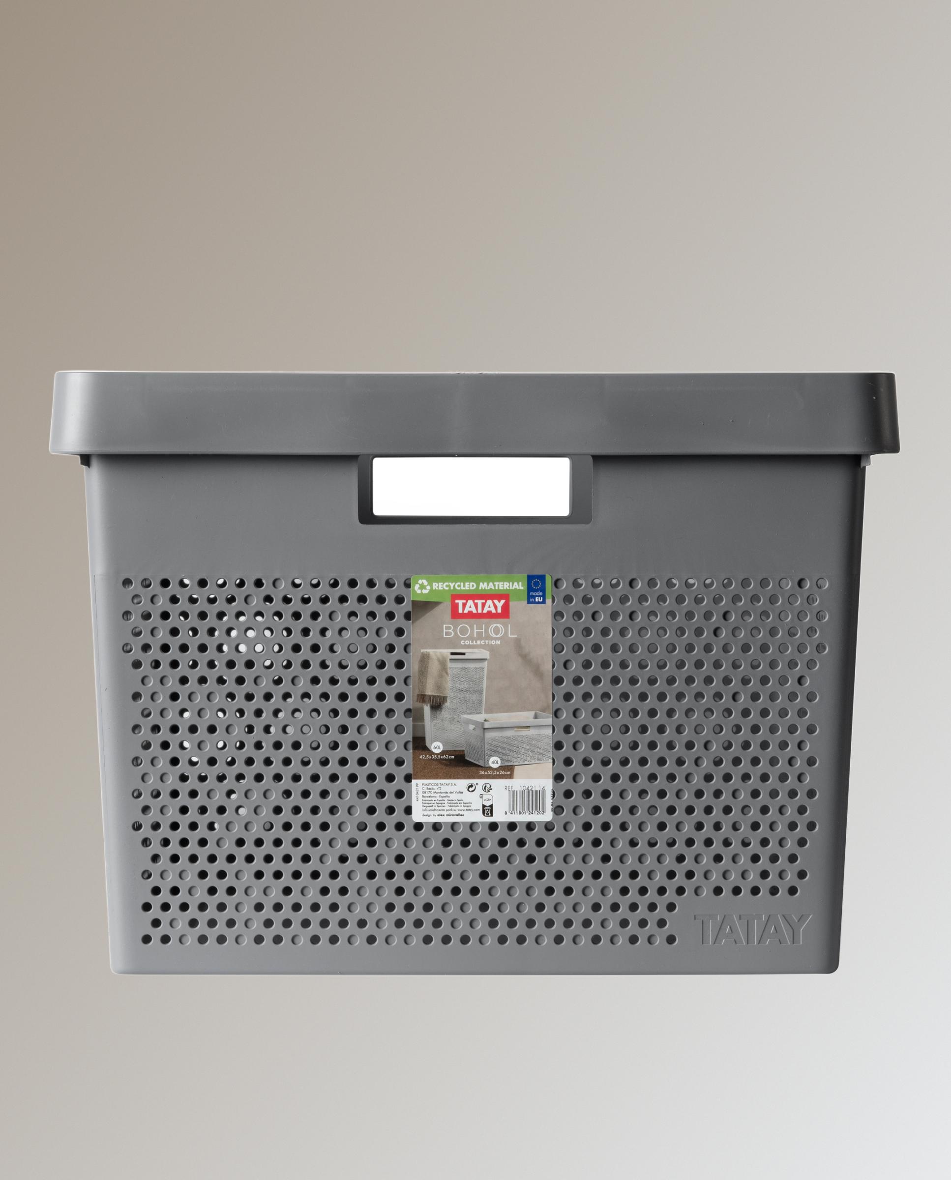 Cesta de ropa en material reciclado gris antracita 40L - Bohol Tatay Gris ártico-2