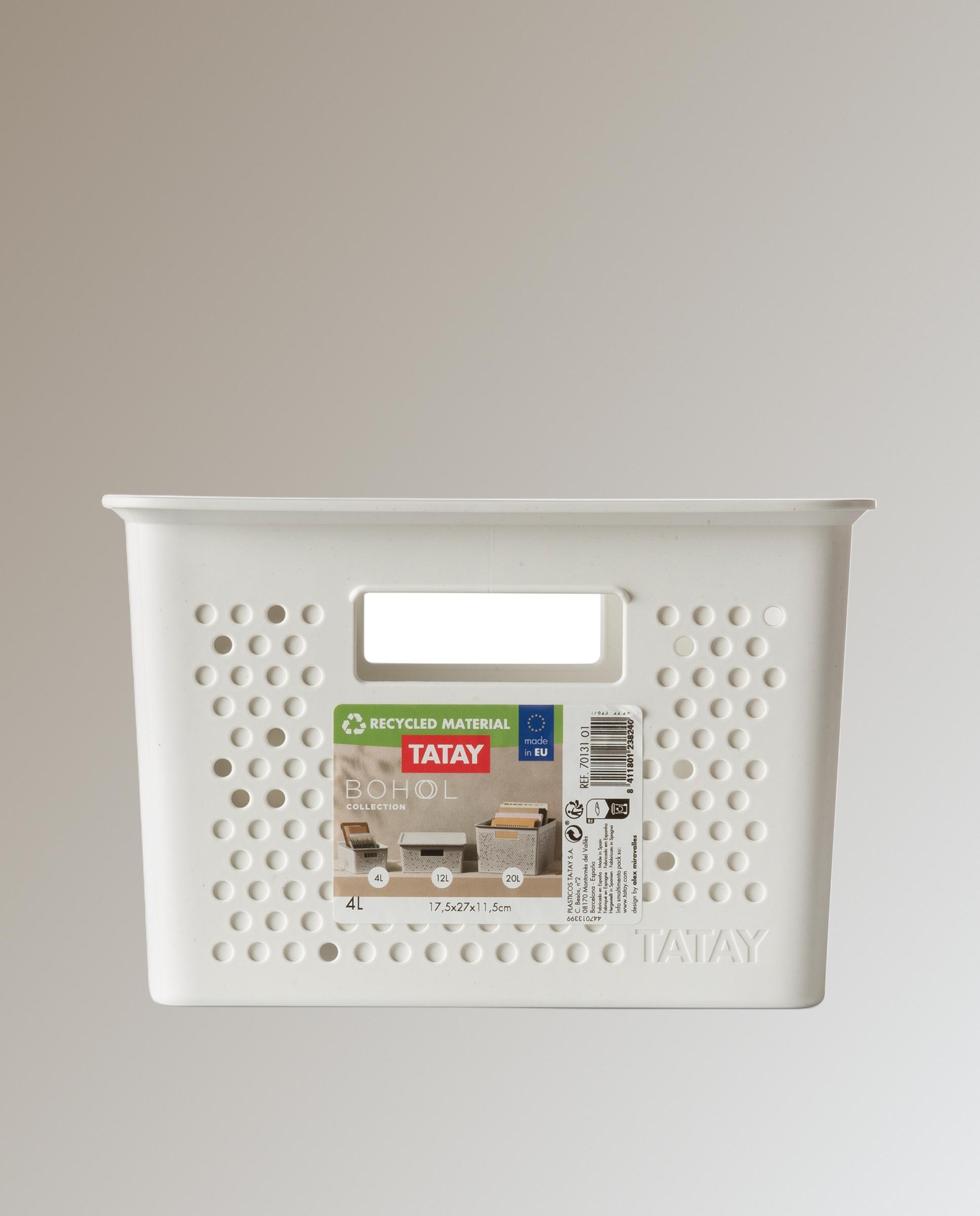 Cesta organizadora en material reciclado blanco 4L - Bohol Tatay Blanco ártico-2