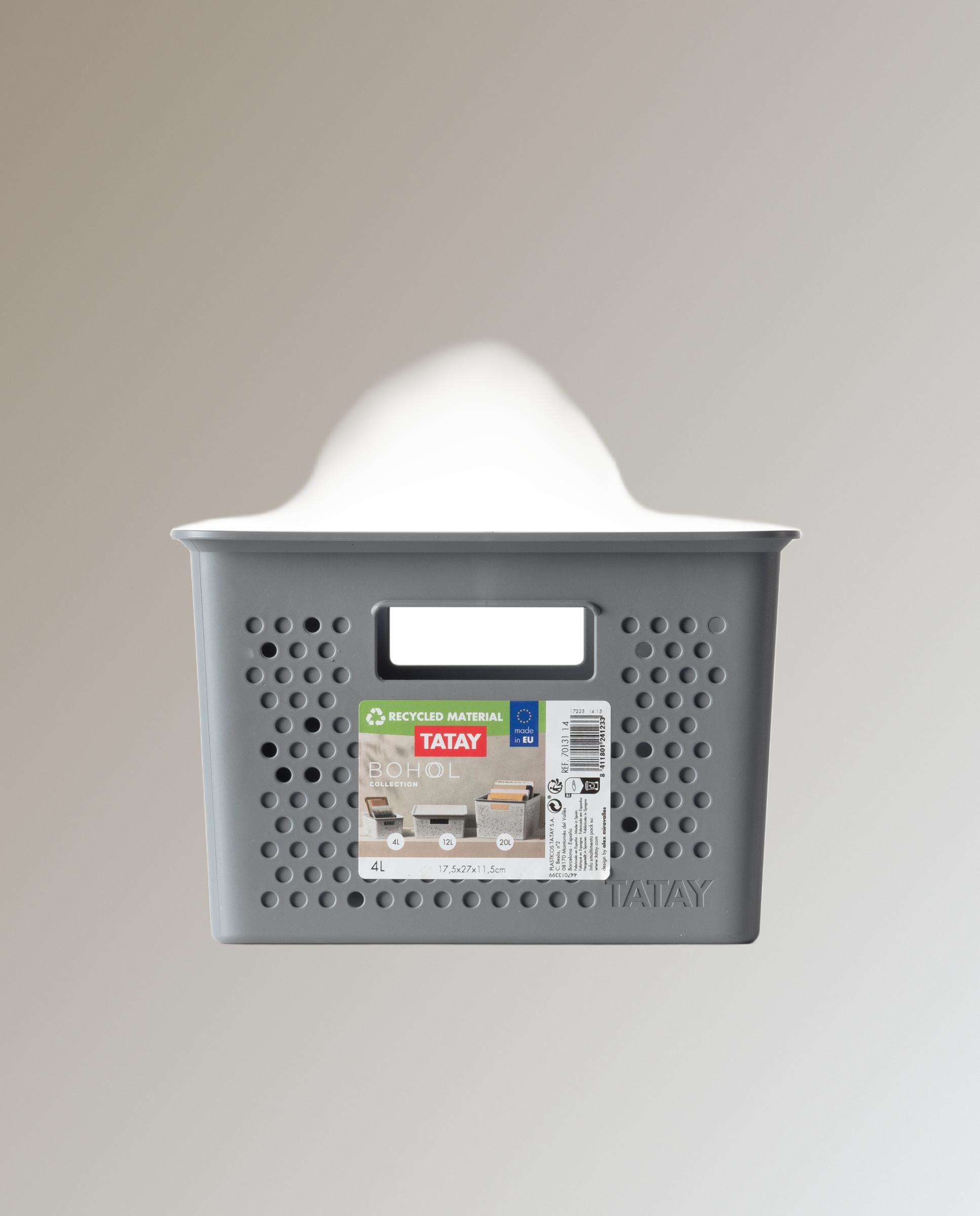 Cesta organizadora en material reciclado gris antracita 4L - Bohol Tatay Gris ártico-2