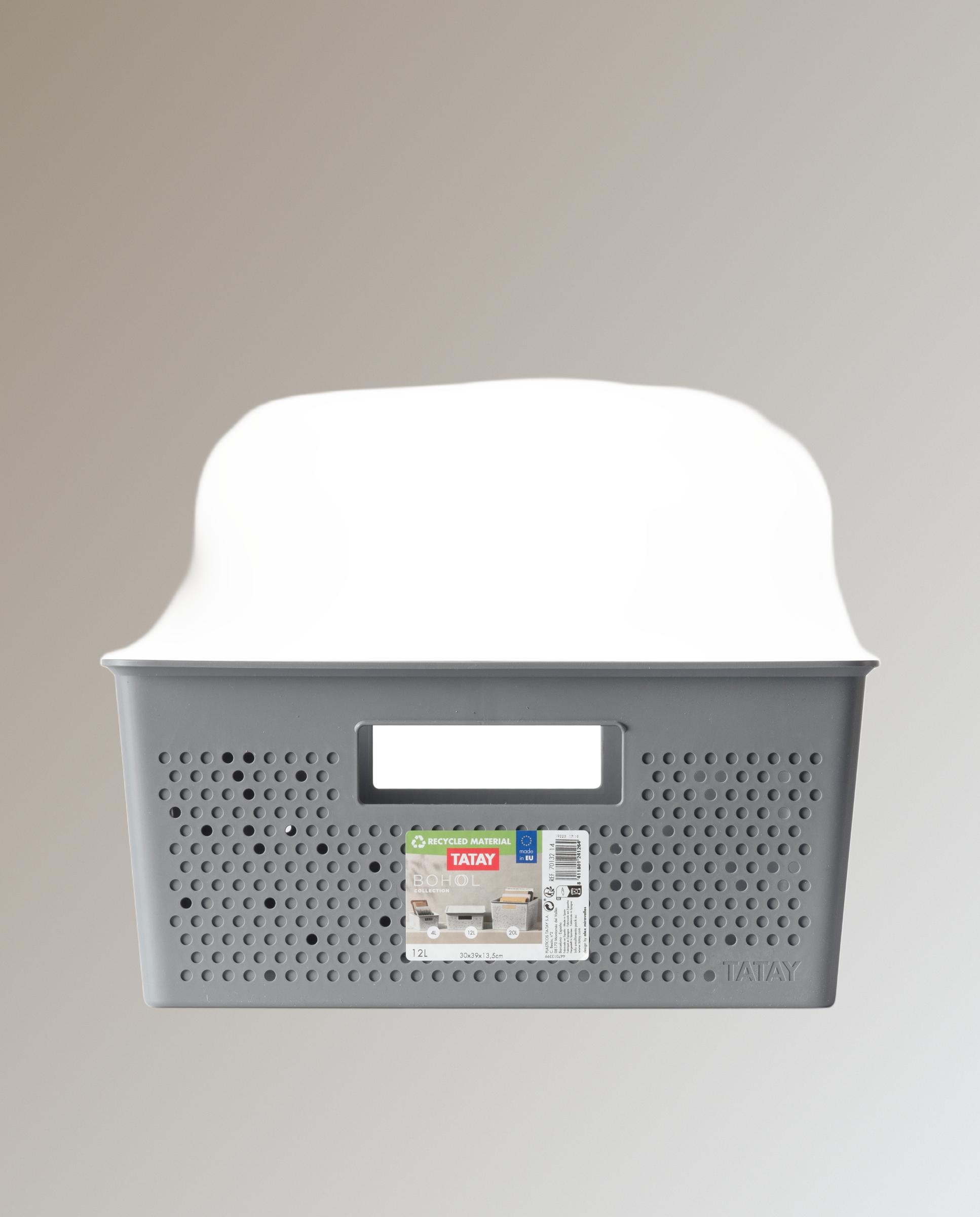 Cesta organizadora en material reciclado gris antracita 12L - Bohol Tatay Gris ártico-2