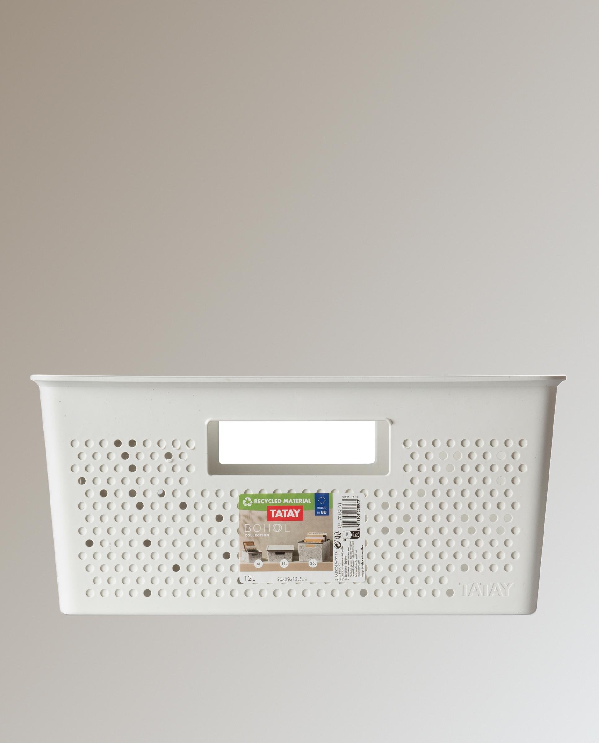 Cesta organizadora en material reciclado blanco 12L - Bohol Tatay Blanco ártico-2