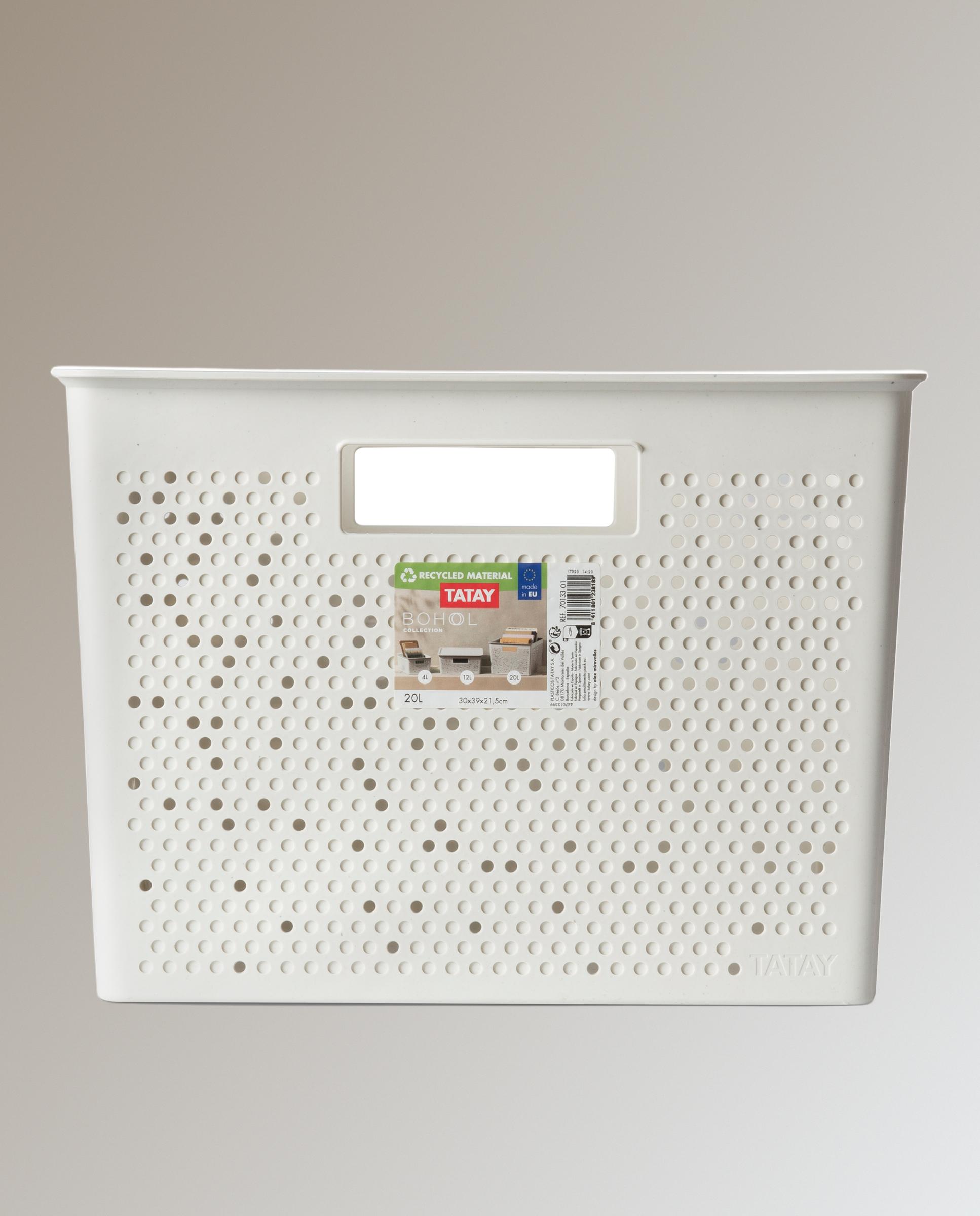 Cesta organizadora en material reciclado blanco 20L - Bohol Tatay Gris ártico-2