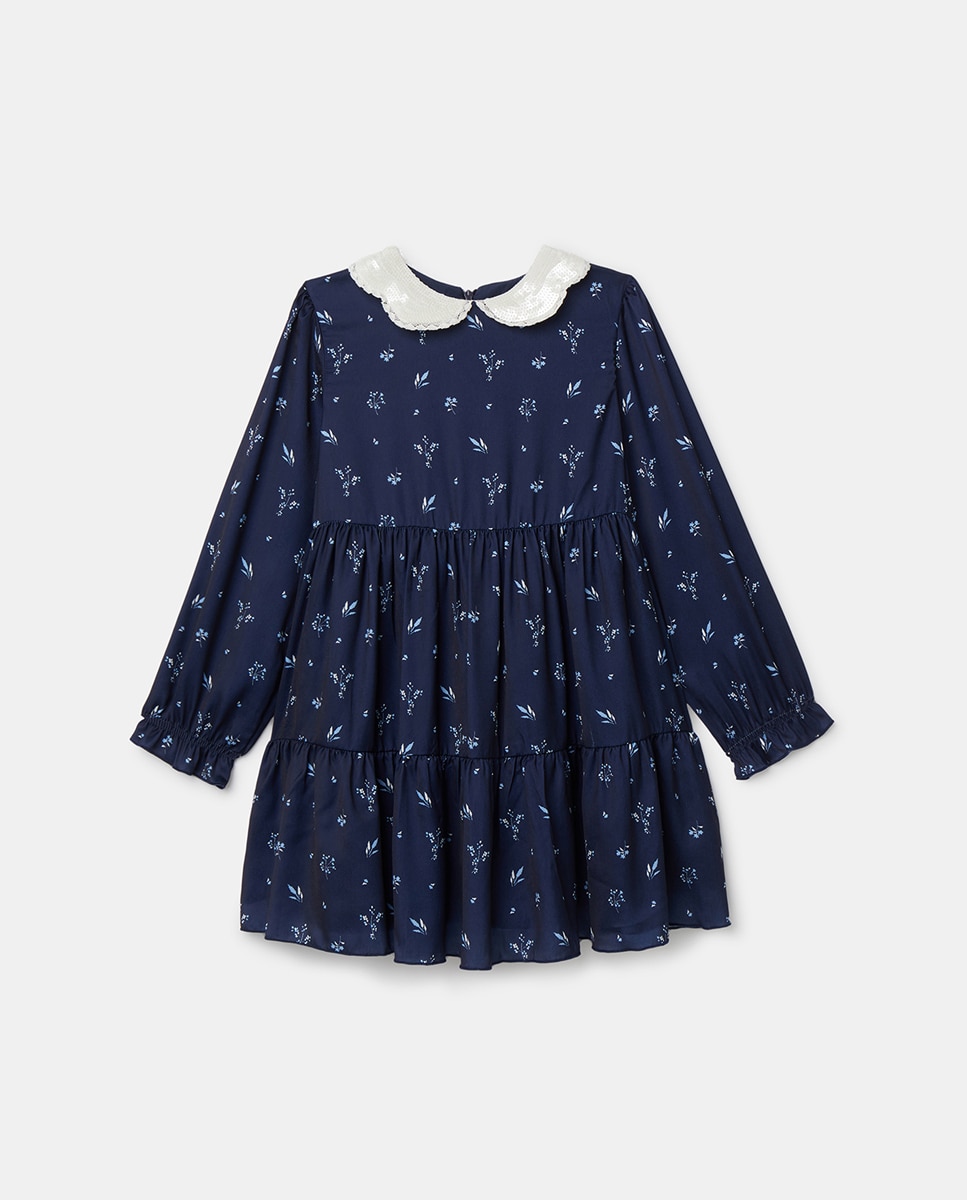 Imagen 0 de Vestido de niña con estampado y cuello