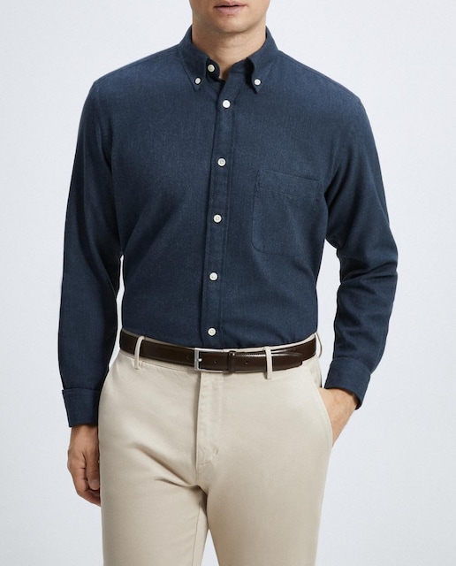 Imagen 0 de Camisa sport lisa de invierno Classic Fit de hombre