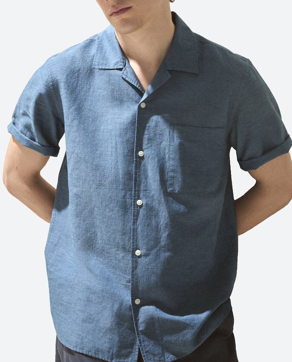 Imagen 0 de Camisa bowling lino algodón de hombre