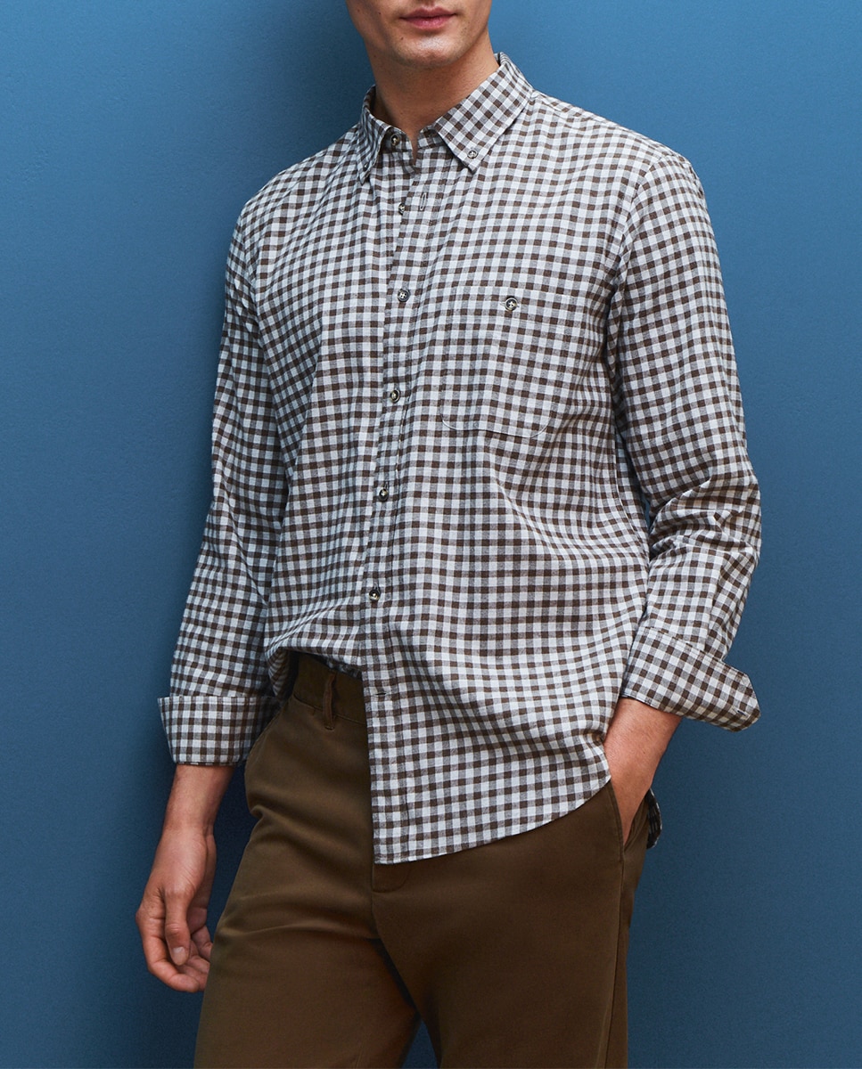Imagen 0 de Camisa de hombre tejido perchado patrón clásico